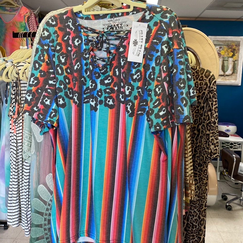 Crazy Train Serape Leopard Tee